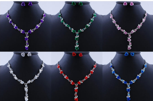 Elegant Rose Alloy Necklace & Earrings Set