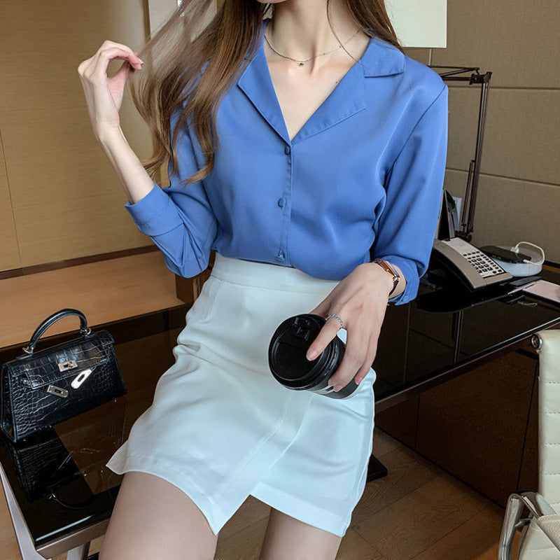 Buttons Loose Chiffon Shirt