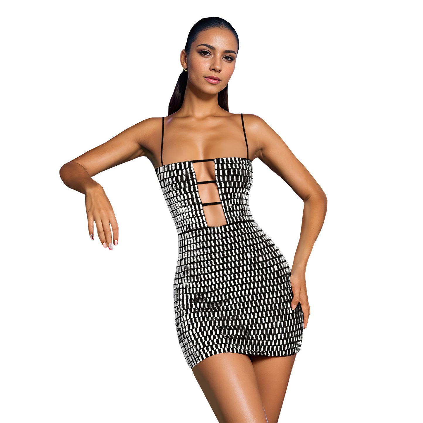 Slim Fit Rhinestone Strap Dress