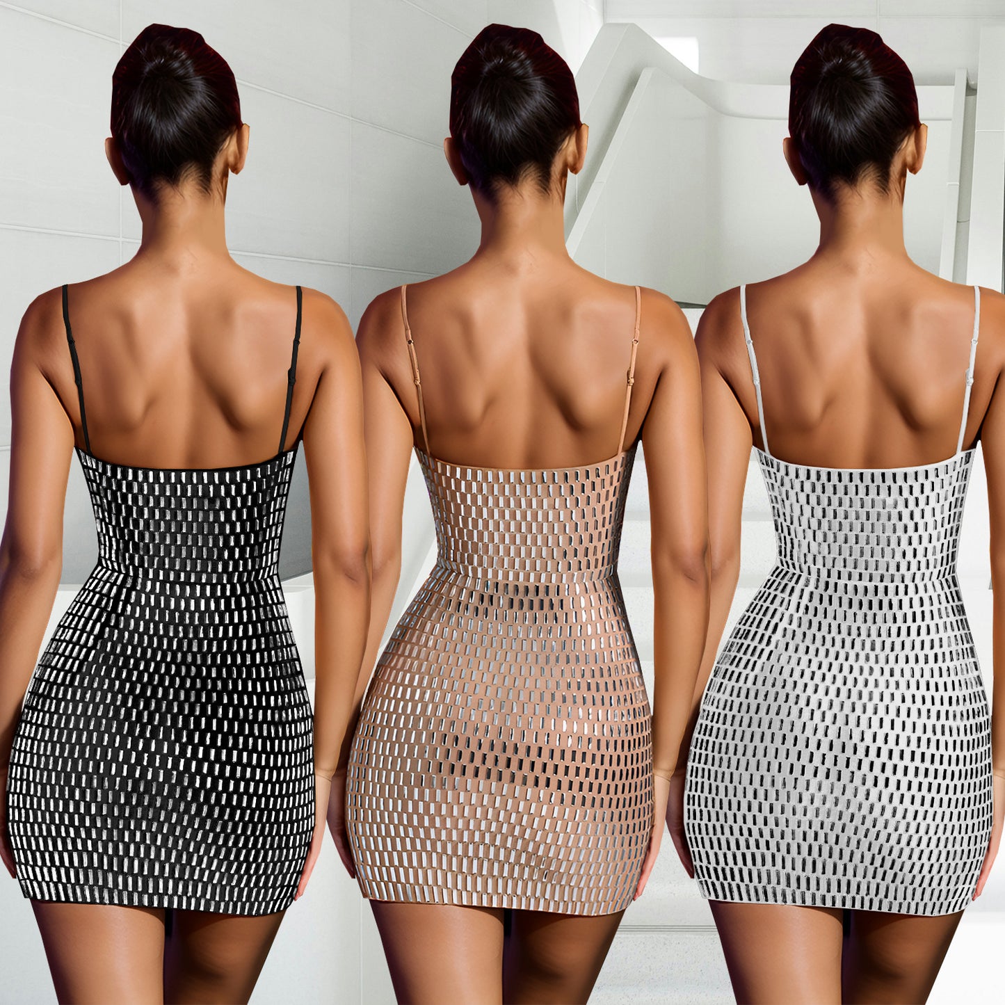 Slim Fit Rhinestone Strap Dress