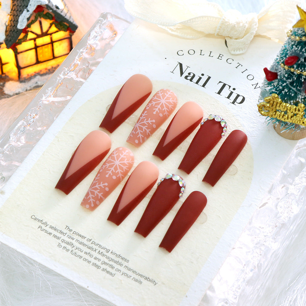 24 Pieces Christmas Red & Black Nails