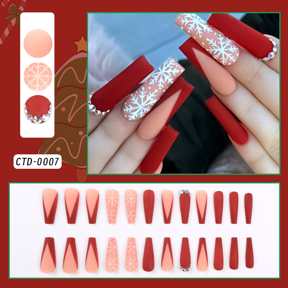 24 Pieces Christmas Red & Black Nails