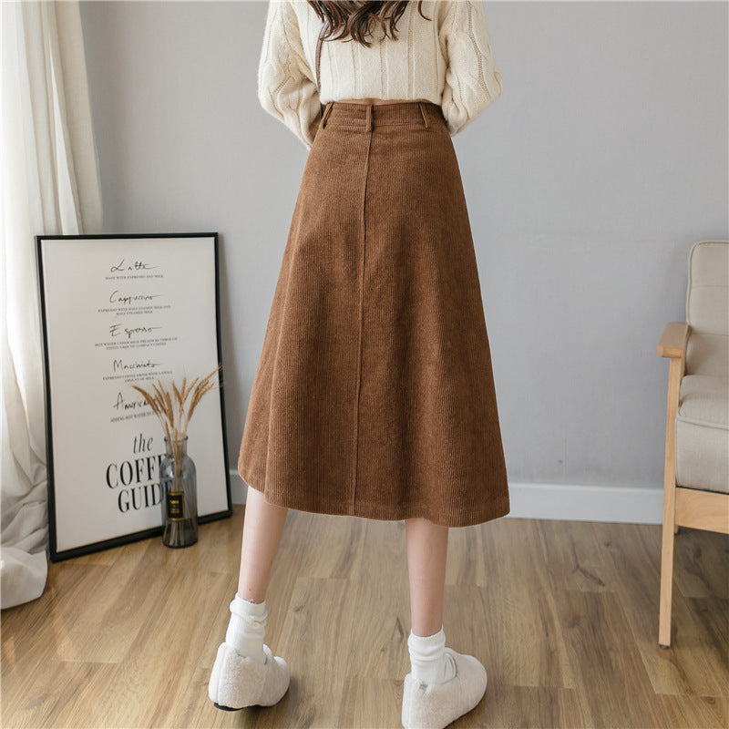 Retro Corduroy A-Line Skirt