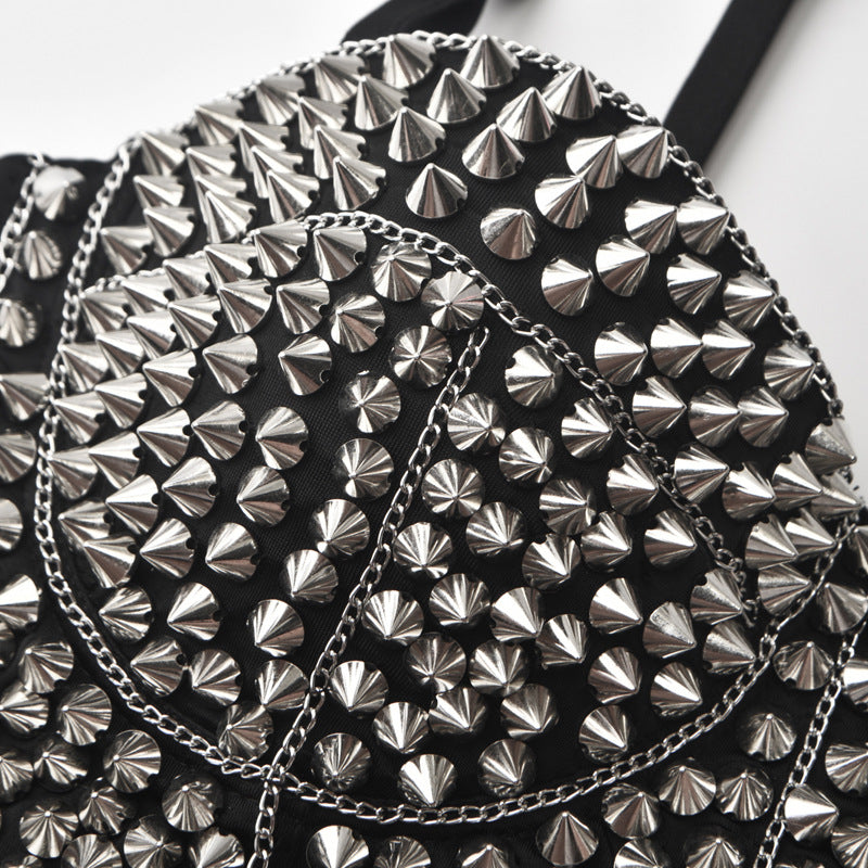Statement Chain Bra Top - Handmade Beads & Punk Vibes
