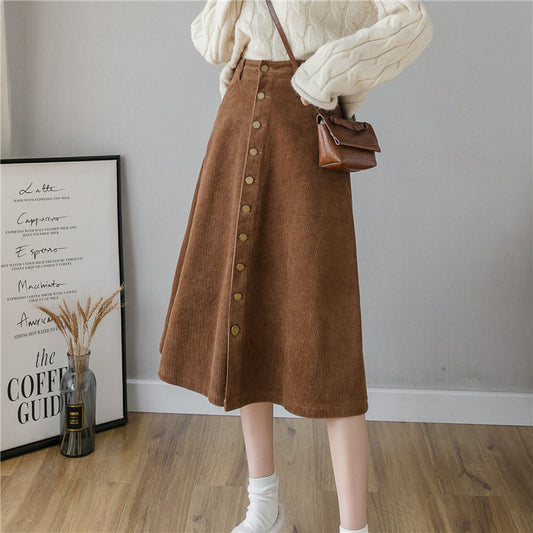 Retro Corduroy A-Line Skirt