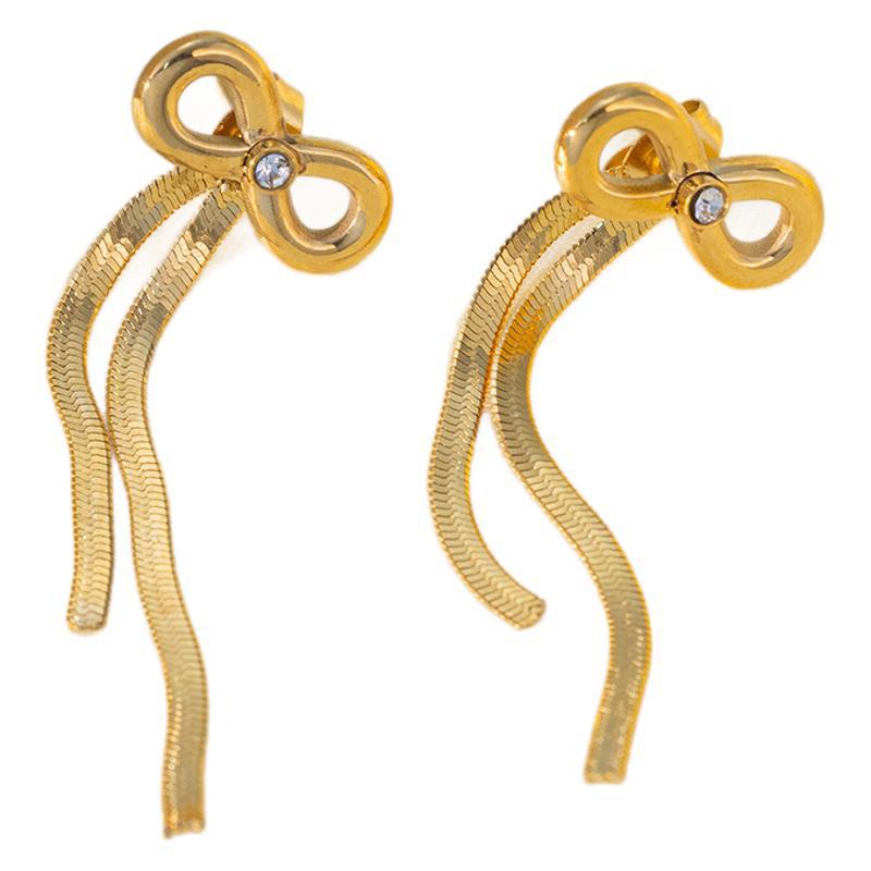 Stainless Steel Bow Design Necklace And Earrings Suite