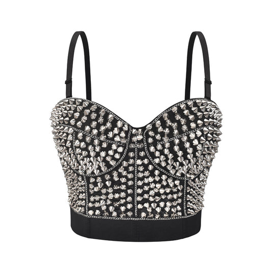 Statement Chain Bra Top - Handmade Beads & Punk Vibes