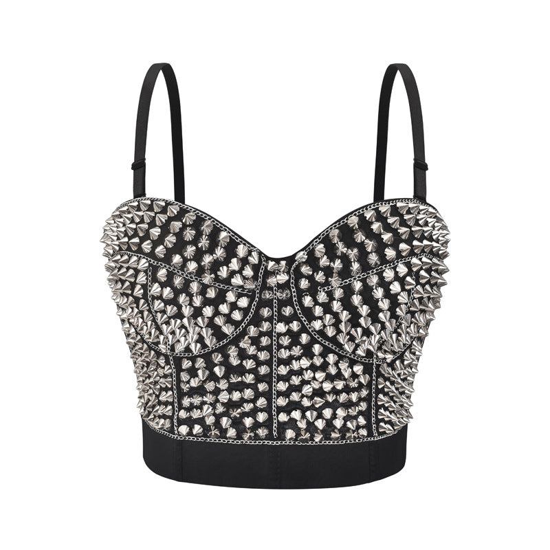 Statement Chain Bra Top - Handmade Beads & Punk Vibes