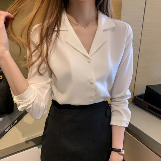 Buttons Loose Chiffon Shirt