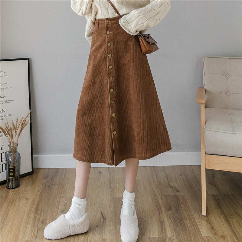 Retro Corduroy A-Line Skirt