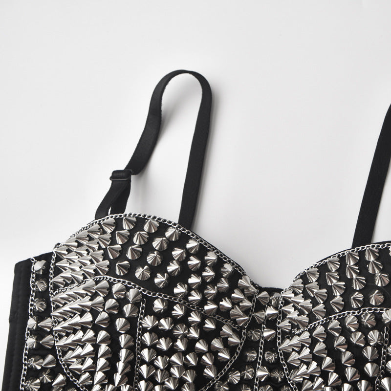 Statement Chain Bra Top - Handmade Beads & Punk Vibes