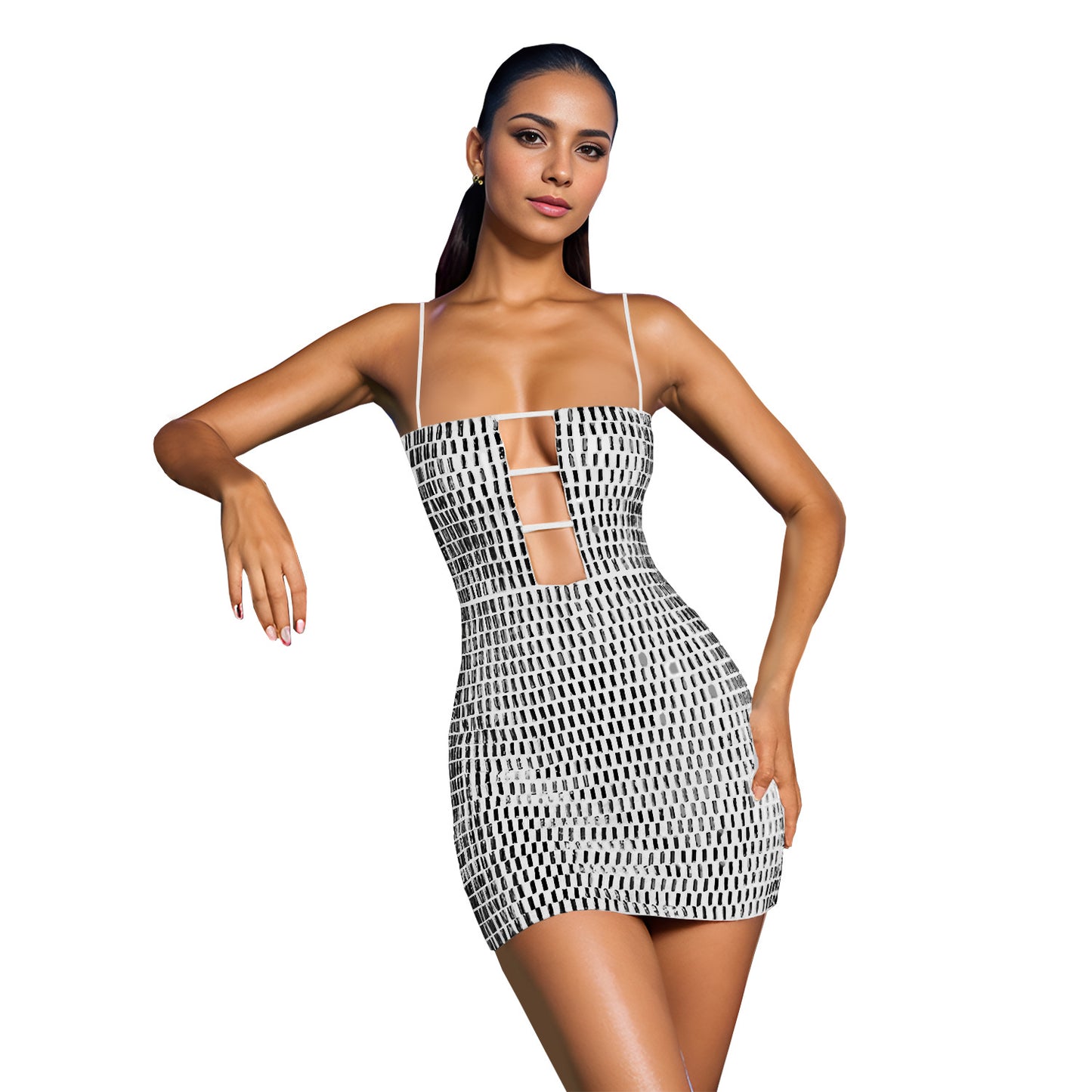 Slim Fit Rhinestone Strap Dress