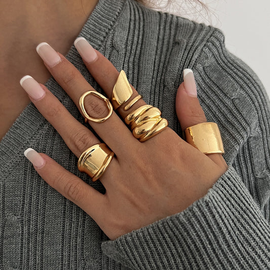 Trendy Irregular Geometric Open Ring Set – INS Cold Wind Style