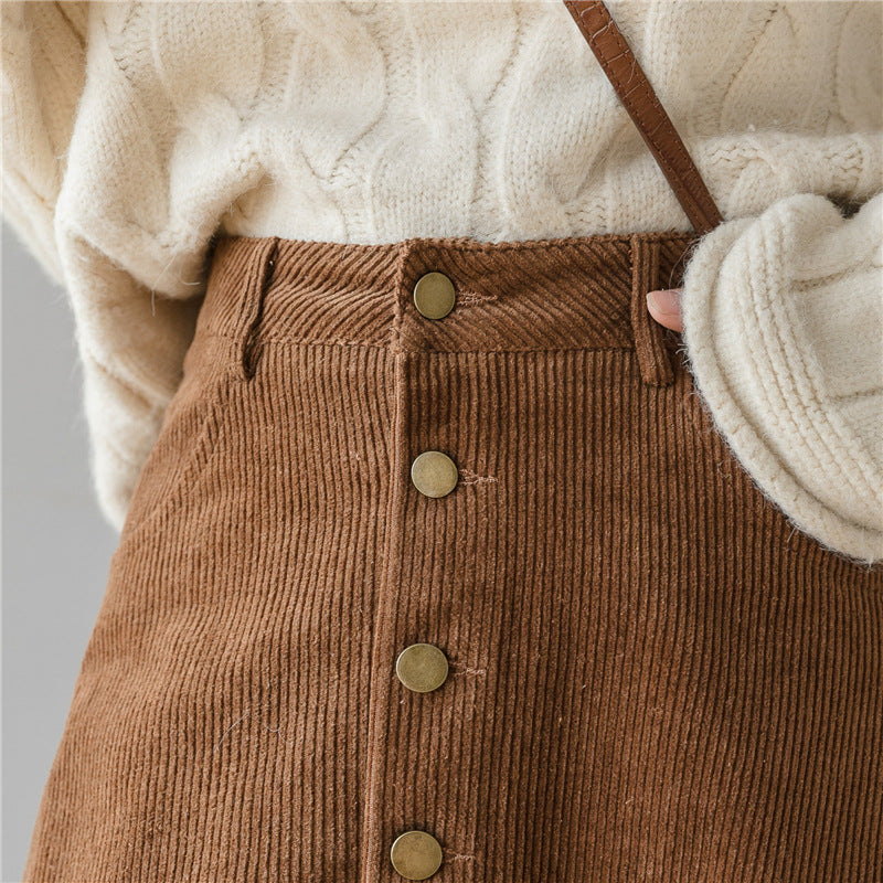 Retro Corduroy A-Line Skirt