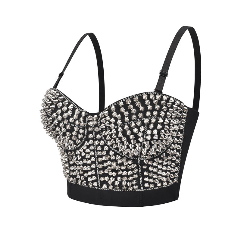 Statement Chain Bra Top - Handmade Beads & Punk Vibes