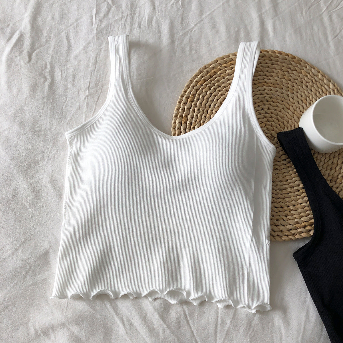 U-Collar Spaghetti Strap Sports Tank