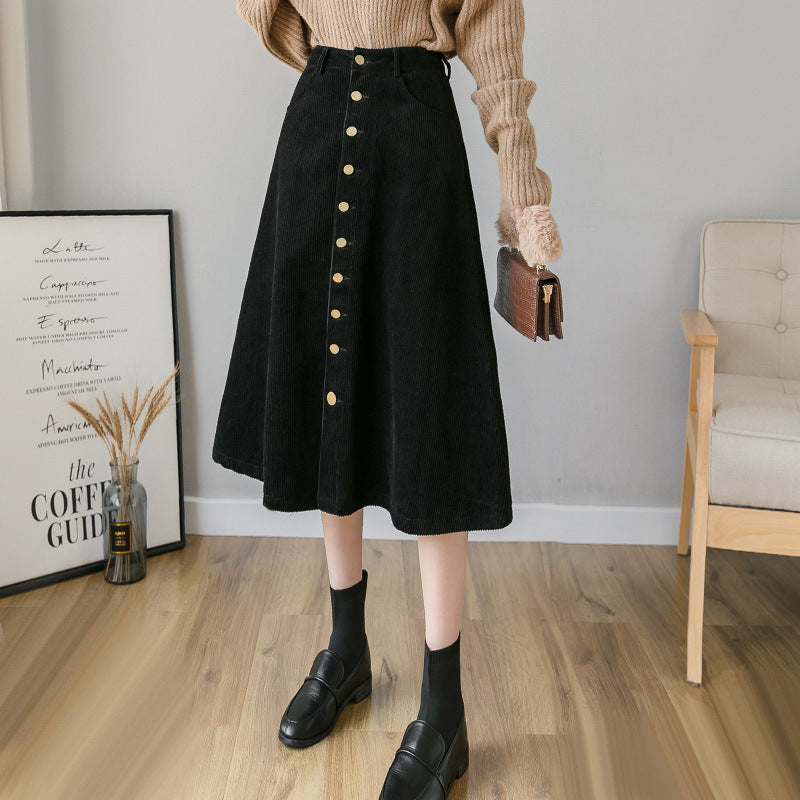 Retro Corduroy A-Line Skirt