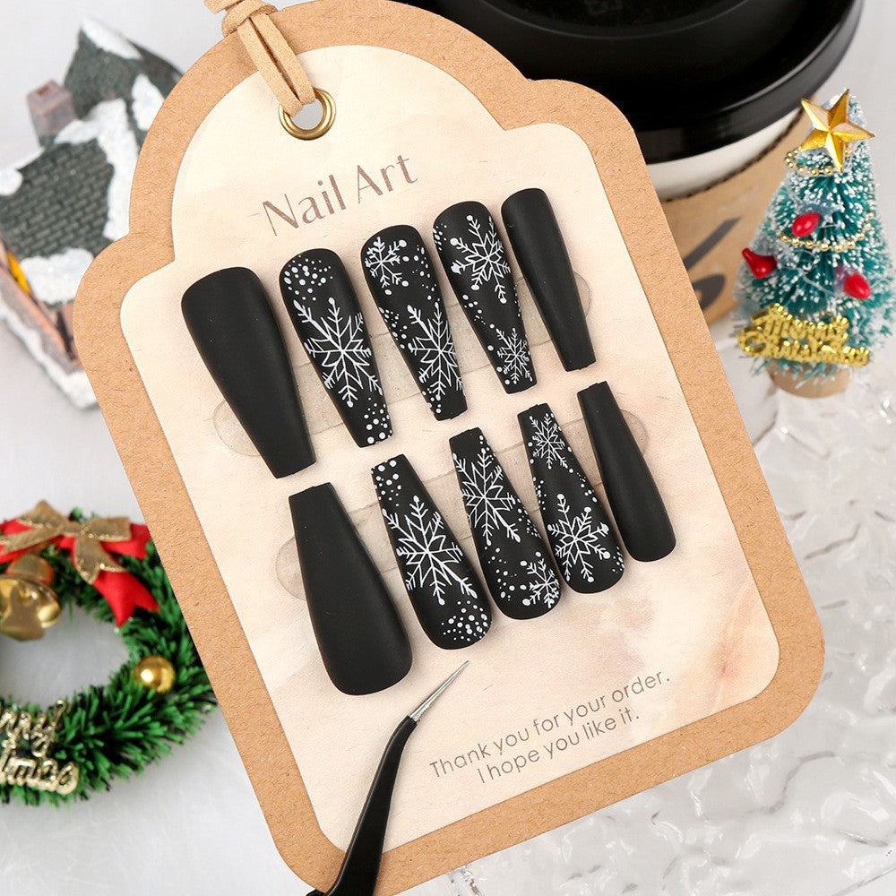 24 Pieces Christmas Red & Black Nails