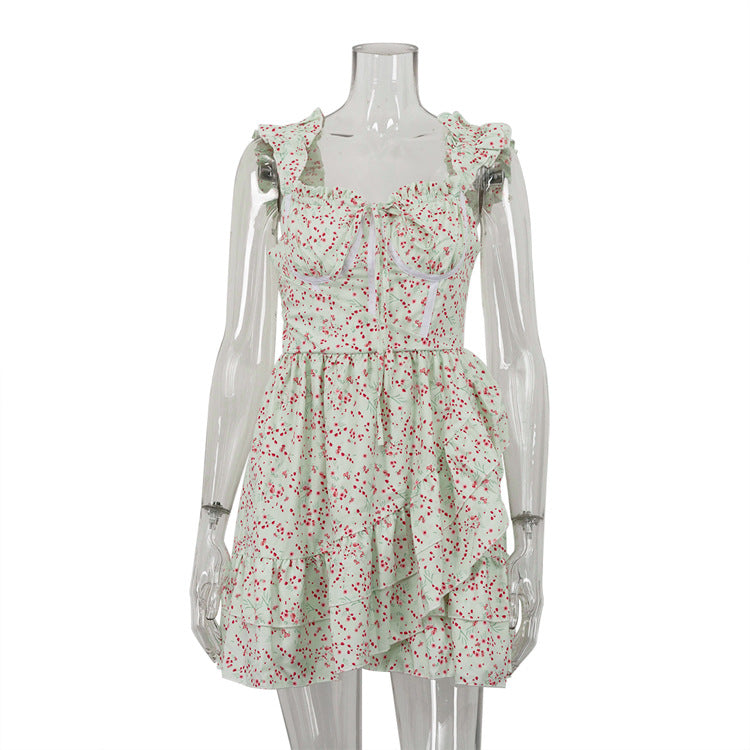 Backless Asymmetric Floral Dress