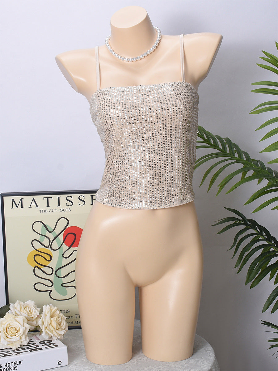 Sequin Sling Top- Backless with Adjustable Shoulder straps