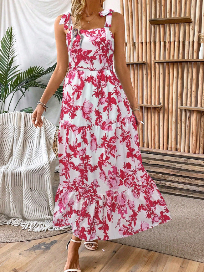 Sleeveless Lace Printing Fashion Dress