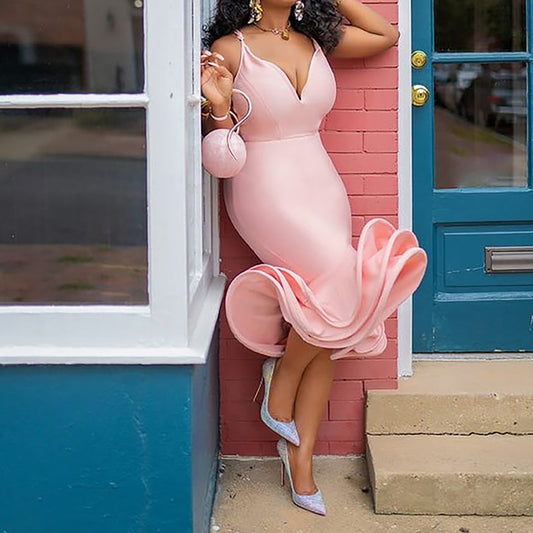 Deep V-neck Party Evening Dress