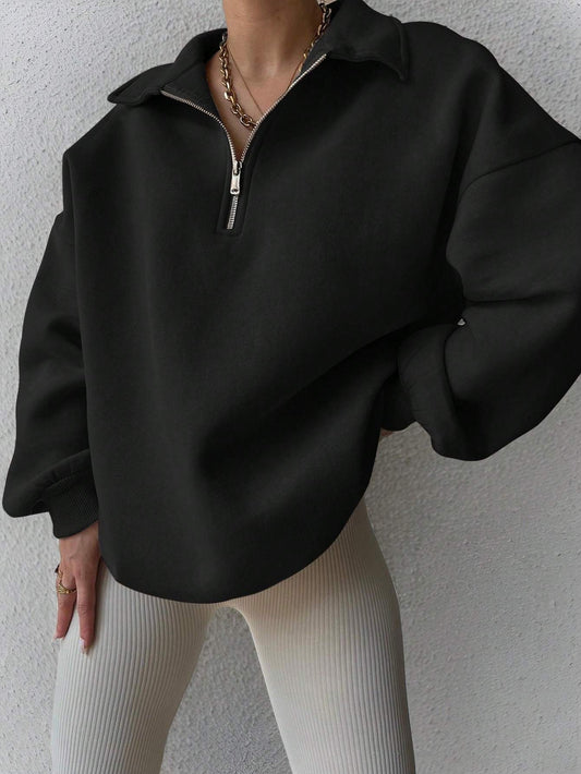 Women Basic Front Zipper Long Sleeve Hoodie