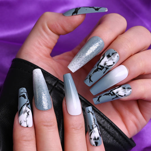 Marble Crystals Nails