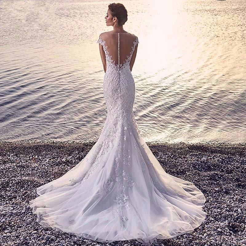 Mermaid Backless Lace Trailing Wedding Dress