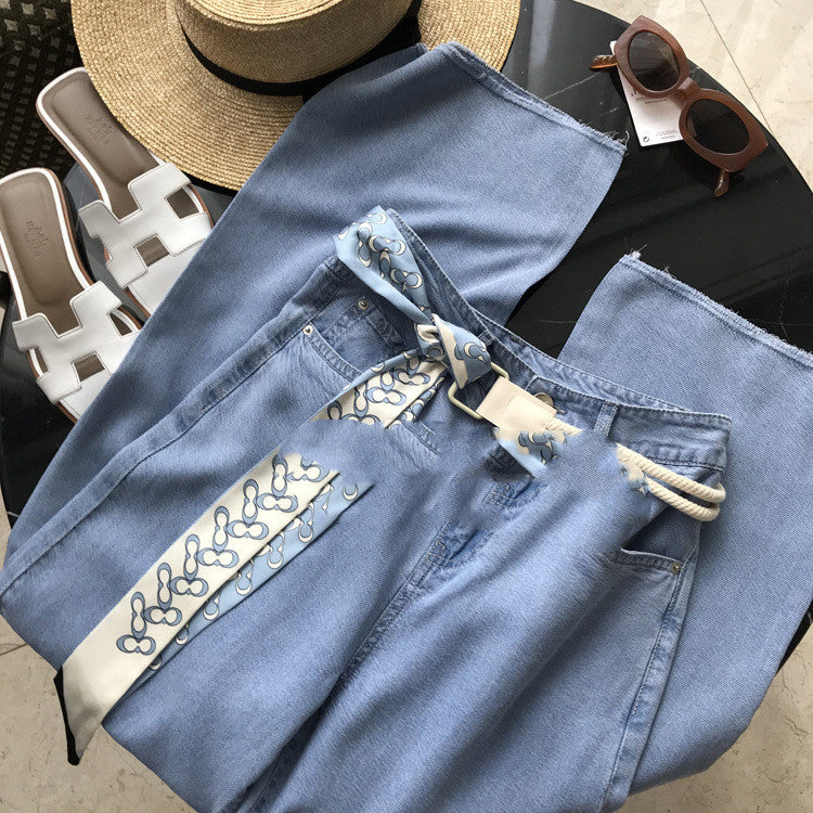 High-waist Tencel Denim Wide-leg Pants