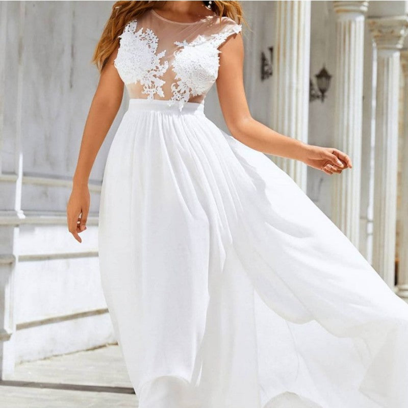 Chiffon Lace Swing Wedding Dress