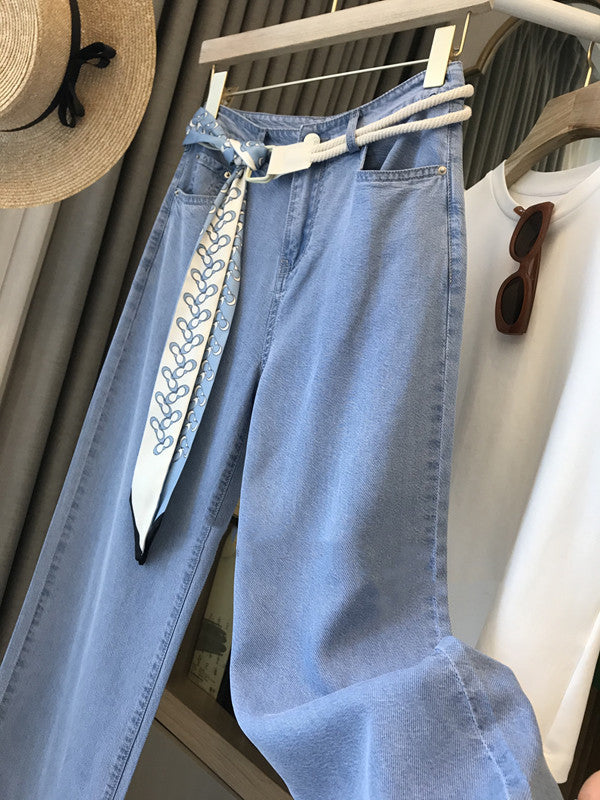 High-waist Tencel Denim Wide-leg Pants
