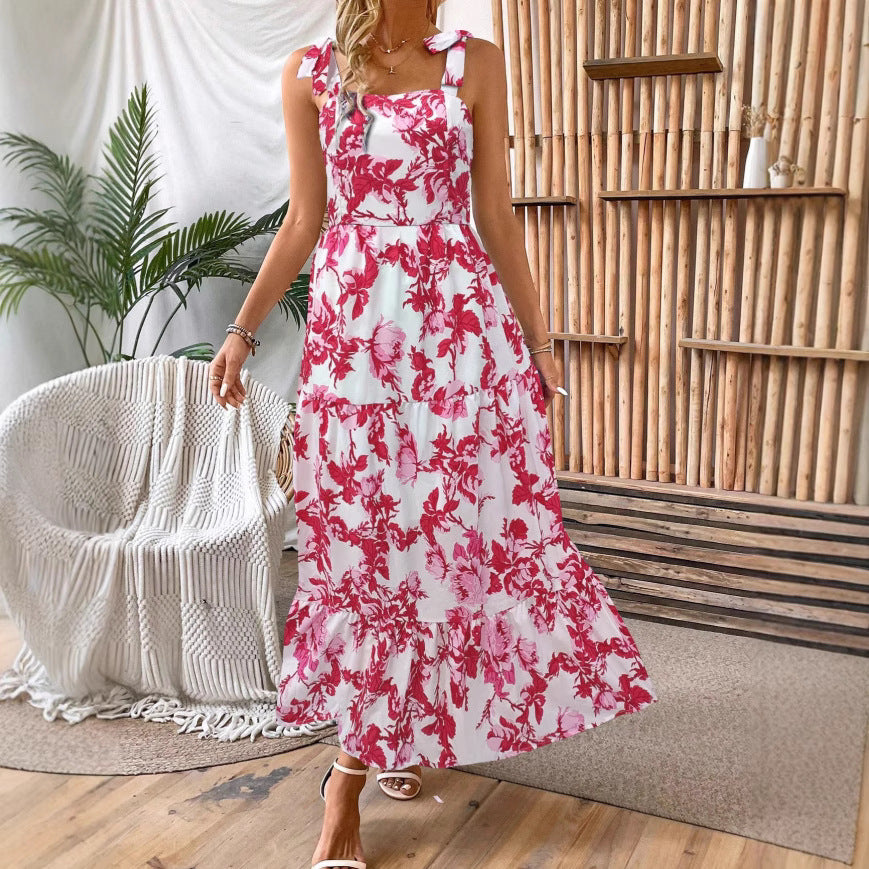 Sleeveless Lace Printing Fashion Dress