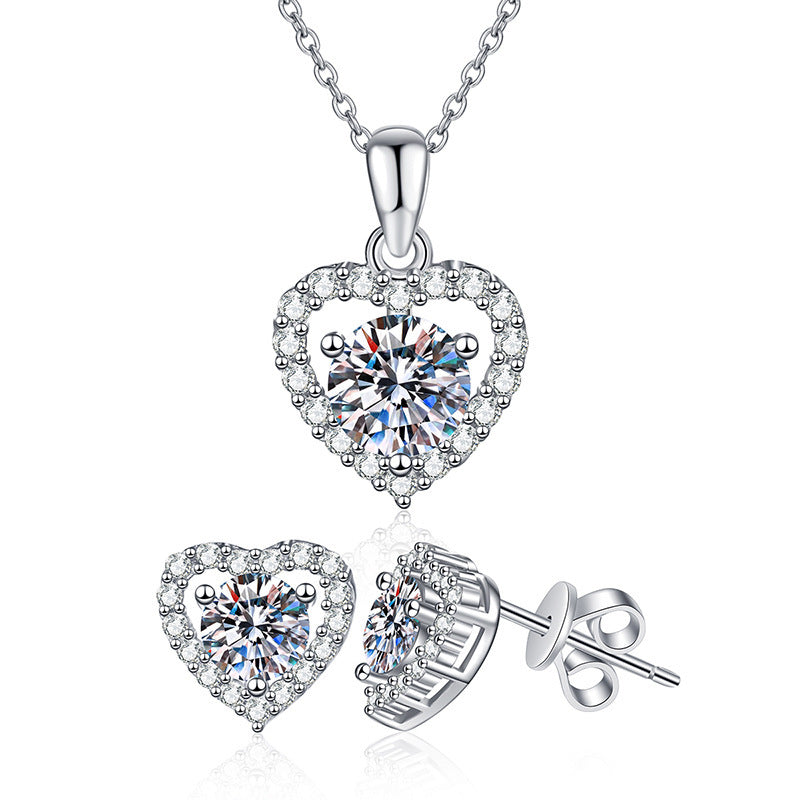 S925 Sterling Silver Ear Stud Pendant Suite