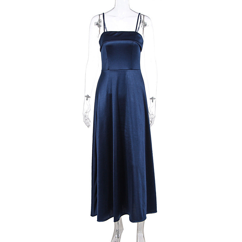 Solid Color Backless Tube Top Dress