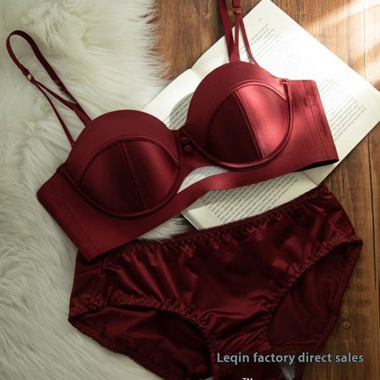 French Style Solid Colour Underwear & Bra Set