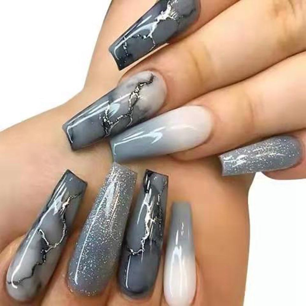 Marble Crystals Nails
