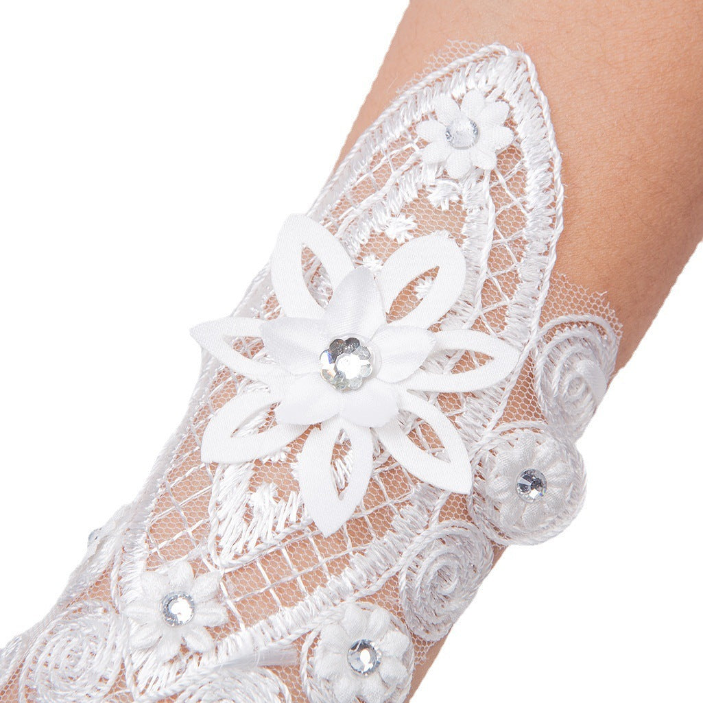 Lace Pearl & Rhinestone Bridal Gloves