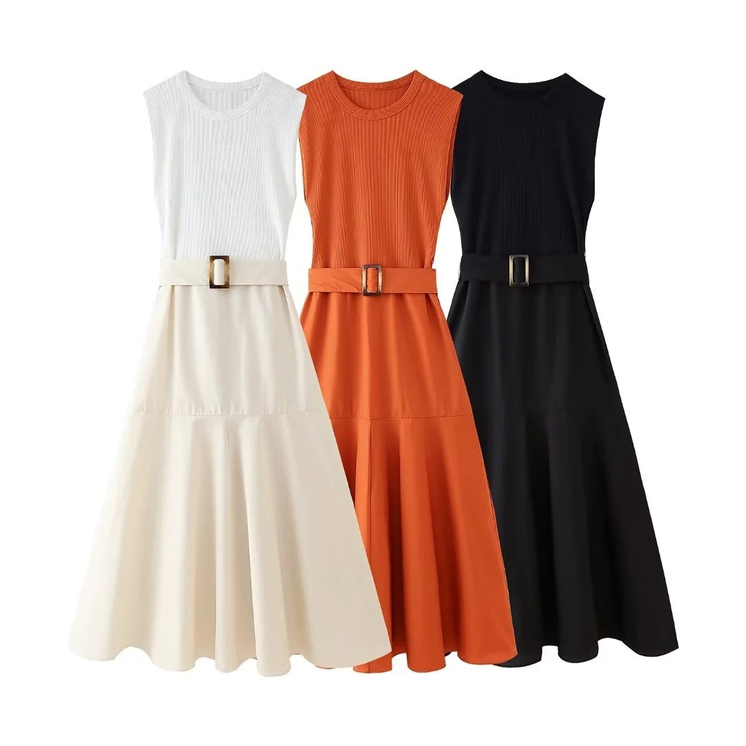 Belt Stitching Dress