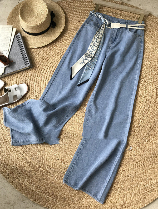 High-waist Tencel Denim Wide-leg Pants