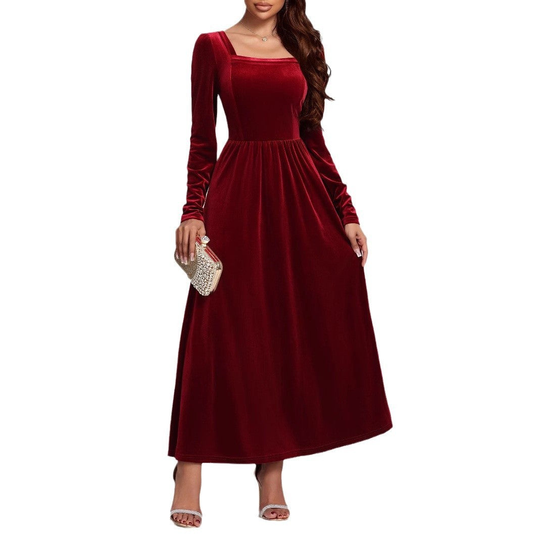 Long Evening Pleuche Dress