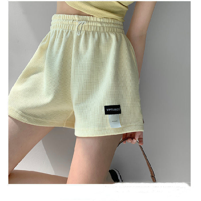 Street Style Lettered High-Waist Sports Shorts