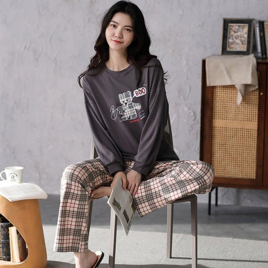 16 Cute Different Cartoon Print 2-Pc Pajama Set for Women