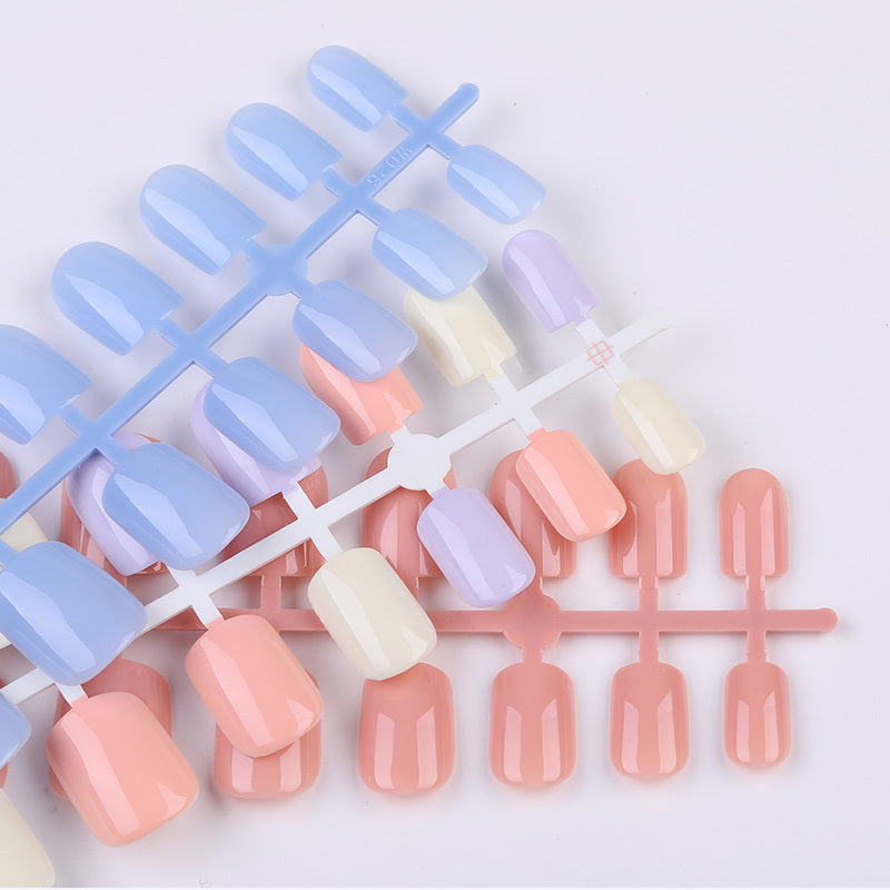 24 Pcs Solid Color Fake Nail Patches