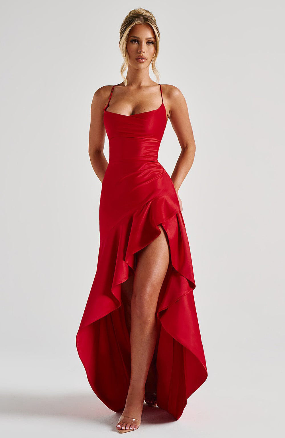 Irregular Backless Ruffles Dress