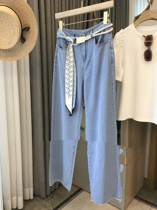 High-waist Tencel Denim Wide-leg Pants