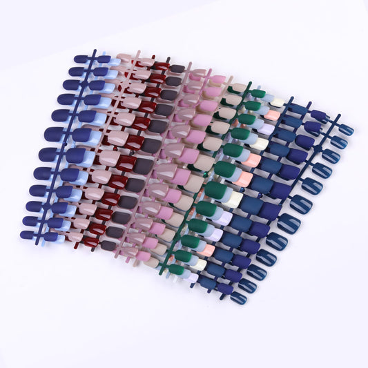 24 Pcs Solid Color Fake Nail Patches