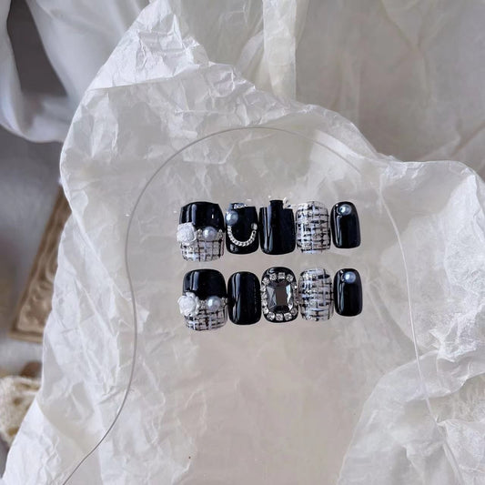 Chain Pearl Nails with Nail file And Nail care glue