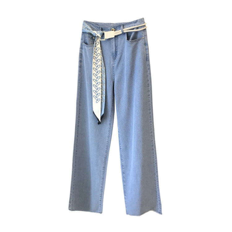 High-waist Tencel Denim Wide-leg Pants