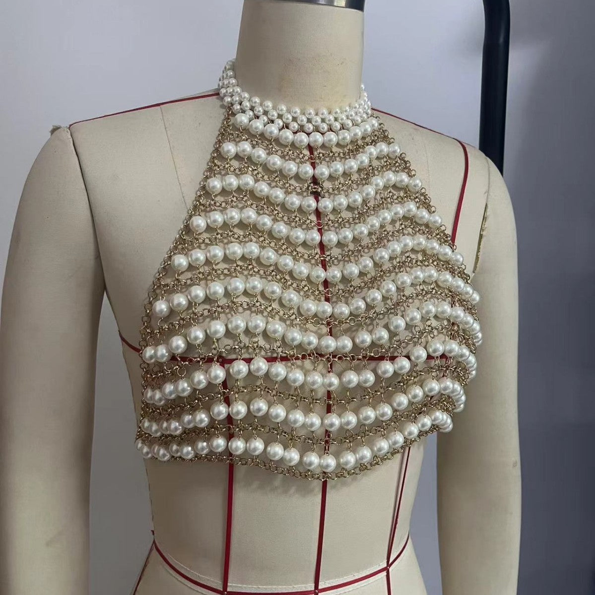 Chic Pearl Chain Vest Top